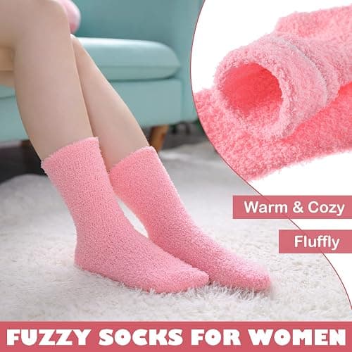 LINEMIN Womens Fuzzy Socks Cozy Fluffy Winter Warm Slipper Socks Microfiber Soft Home Sleeping Socks thumbnail 4