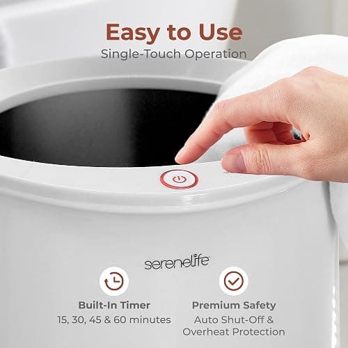 SereneLife Bucket-Towel Warmers, White Large-Towel Warmer for Spa and-Bathroom, Luxury-Towel Heater Gifts for Him & Her, Auto Shut-Off, Fits 2 large-Bath-Towels, Blankets-Bathrobes, PJ's (Bamboo) thumbnail 4