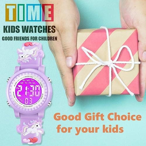 Venhoo Kids Watches 3D Cartoon Waterproof 7 Color Lights Toddler Wrist Digital Watch with Alarm Stopwatch for 3-10 Year Girls Little Child thumbnail 7
