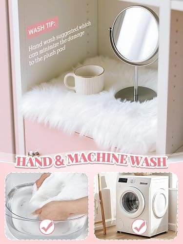 2 Pcs Locker Decor Rug for Middle ＆ High School Girls, 12" x 12", White | Cosweet Non Skid Backing, Locker Accessories, Soft Fluffy Area Carpet, Aesthetic Nail Photography Props thumbnail 6