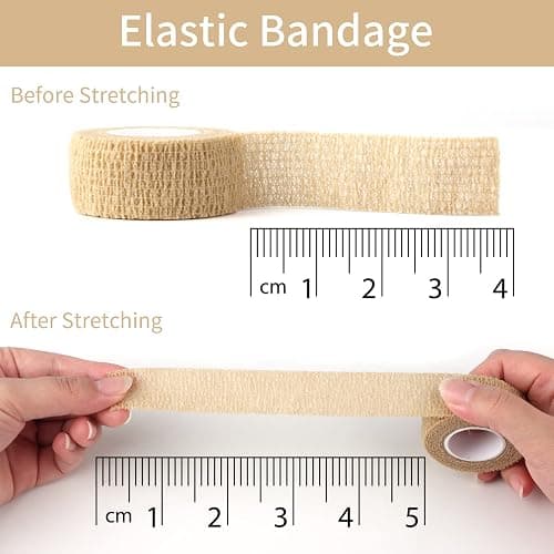1 Inch Wide Skin Colour Elastic Self- Adhesive Bandage Finger Tape,Wrap Bandages for Wrist and Ankle for Chair and Table Legs to Reduce Friction and Noise-12pc thumbnail 3