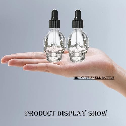 MINELEVEN 7 pcs Set 10ml Mini Skull Glass Dropper Bottle Leakproof Essential Oils Bottle for Storage and Travel (7pcs transparency skull bottle) thumbnail 5