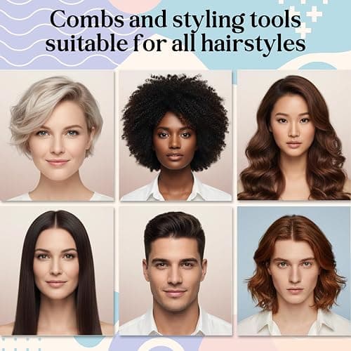 6PCS Hair Comb Set Pink, Stylists Professional Styling Comb Set Wide Fine Parting Rat Tail Hairdressing Double Wide Combs Durable Wides and Fine Tooth Rat Tail Hair Barber Combs for Styling Detangling thumbnail 6