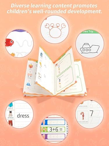 Zuplo Magic Grooved Writing Practice for Kids Ages 3-8, Reusable Workbooks | Handwriting for Preschool Learning, Letters Numbers Math & Drawing Tracing Books with Disappearing Ink Pens, Educational Gift thumbnail 5