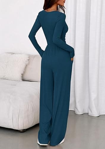 PRETTYGARDEN Jumpsuits for Women Dressy Casual 2026 Fall One Piece Outfits Long Sleeve Wide Leg Pants Romper Fashion Clothing thumbnail 4