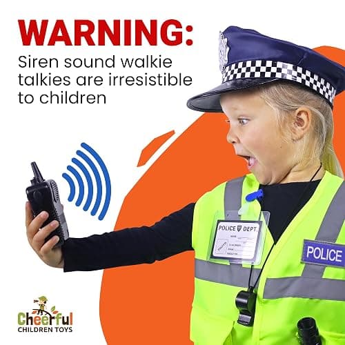 Cheerful Children Toys Kids Police Costume - 10 Pcs Police Officer Outfit Dress Up - Ideal for Boys & Girls Aged 3-7 - Include Vest & Hat - Kids Fancy Dress for Roleplay, Halloween, & STEM Learning thumbnail 3
