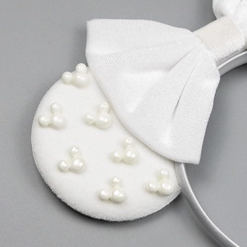 JIAHANG Velvet Mouse Ears Headband with Beads, White Hair Bow Hairband with Pearls, Party Decoration Headwear Hair Accessories for Women Girls thumbnail 4