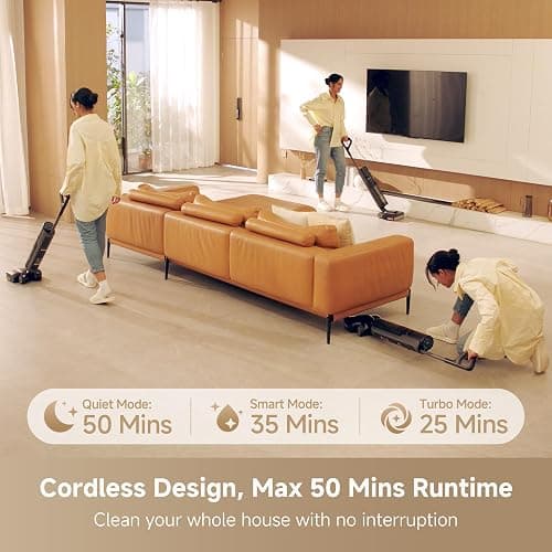 DREAME H12 Pro Gen2 Vacuum Mop, 0 Tangle Wet Dry Vacuum Cleaner, Cordless Vacuum Mop All-in-One for Hard Floors, 180° Lie-Flat Floor Cleaner Machine with 194°F Hot Self-Cleaning, 50Mins Runtime thumbnail 7