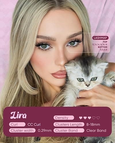 OKAYLOVE Manga Lash Clusters Kit with Spikes, LIRA 8-18mm DIY Cluster Eyelash Extensions Kit, 140pcs CC Curl Clear Band Individual Lashes with Lash Bond and Seal, Remover, Lash Tweezers thumbnail 3