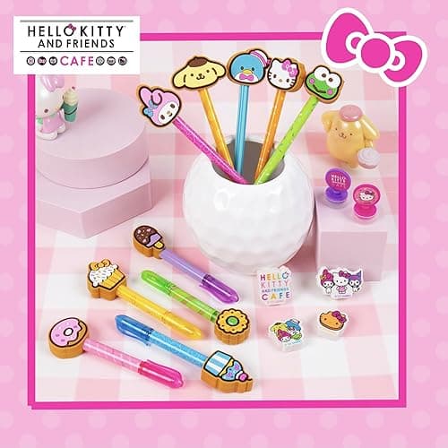 Hello Kitty & Friends Café Multi-Pen Set, 10 Hello Kitty Pens For Kawaii Notebook, Stamps, Erasers & More Sanrio Stationery, Fun Office Supplies, Cute School Supplies, Hello Kitty Merch thumbnail 2