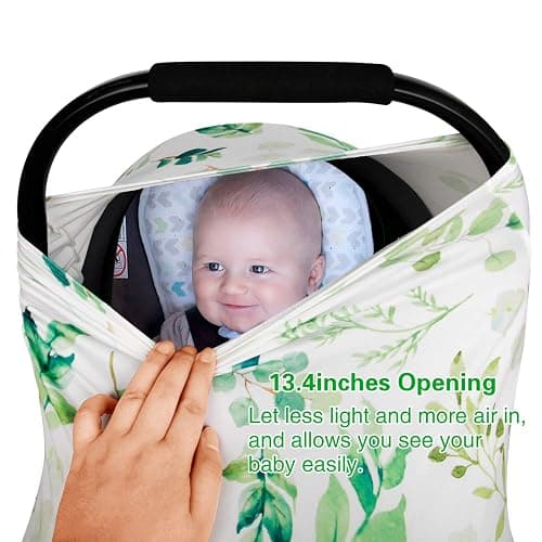 Nursing Cover Breastfeeding Scarf, Car Seat Covers for Babies Infant Carseat Canopy, Stretchy Soft Breathable Multi-Use Cover Ups for Stroller High Chair Shopping Cart, Baby Essentials for Summer thumbnail 8