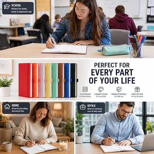 Heture 8 Pack Lined Journal Notebooks, A5 Hardcover Notebooks, 5.5 x 8.3 inch, 100GSM,160 Pages, Classic College Ruled Notebooks for Writing/Work/Travel/College (Assorted Color) thumbnail 8