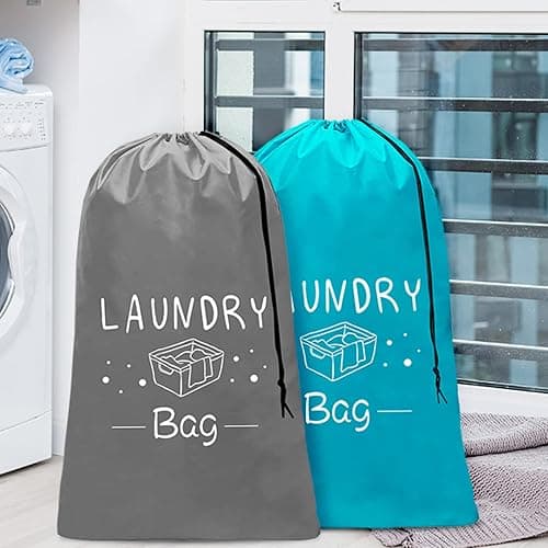 Sylfairy 2 Pack Extra Large Travel Laundry Bag, Dirty Clothes Organizer with Drawstring,Heavy Duty Travel Laundry Bags,Easy Fit a Laundry Hamper Travel Essentials thumbnail 2