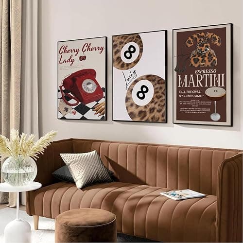 6Pcs Trendy Leopard Wall Art Gallery Girly Prints Red Fashion Wall Canvas Pictures Preppy Funky Aesthetic Lucky Decor posters prints for Girly Bedroom Dorm Apartment Living room Decorations Unframed thumbnail 3