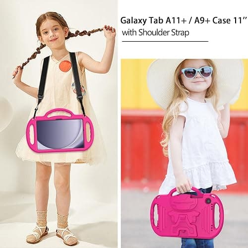 LTROP Case for Samsung Galaxy Tab A11 Plus 2025 / A9 Plus 2023 11 Inch with Shoulder Strap Handle & Kickstand, Shockproof Bumper Case for Galaxy Tab A11+ 2025 / A9+ 11" - Hot Pink thumbnail 3