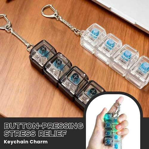 Keyboard Fidget Toy, Keyboard Clicker with LED Light, Keyboard Fidget Keychain, Keyboard Button Finger Clicker for Anxiety Relief (Style-2) thumbnail 3