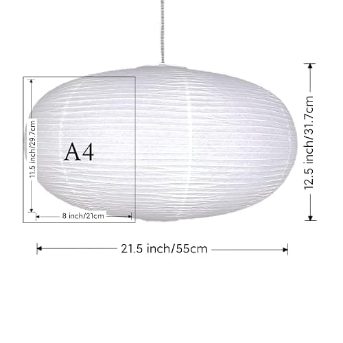 Henjjras large White Oblate Pendant Lamp Shade 55.5cm(21.85in) Chinses lantern Home Decor Paper Ceiling Lampshade thumbnail 2