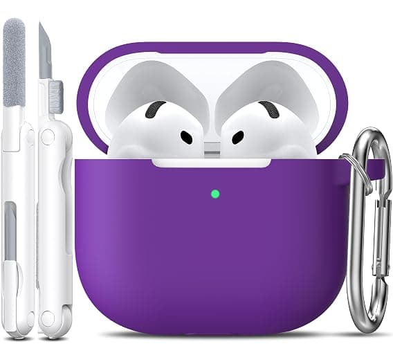 R-fun Silicone Case for AirPods 4 and AirPods 5, Purple | Compatible with Apple AirPods 4 & AirPods 5, Includes Keychain & Cleaner Kit, Supports Wireless Charging - Image 1