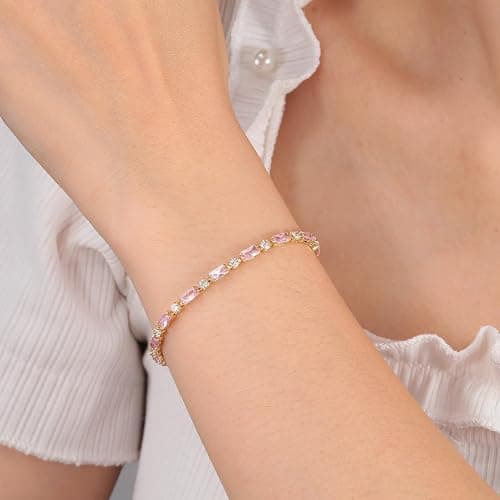 CiNily Adjustable Tennis Bracelets for Women Teen Cubic Zirconia Bracelet | 14K White Gold Plated, Rose Gold, Gold Plated, Hypoallergenic, Slider Bracelet Jewelry Gift thumbnail 2