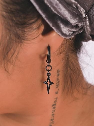 Sacina Gothic Y2k Spike Star Hoop Earrings, Y2K Emo Punk Grunge Goth Earrings, Halloween Christmas Jewelry Gift For Women thumbnail 2