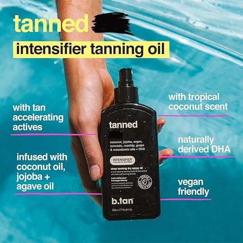 b.tan Best Tanning Oil  | Tanned AF Intensifier Deep Dry Spray - Fast, Ultra Dark, Outdoor Use, Packed with Sun Tan Accelerating Actives, Hydrating Bronze Glow, 0 SPF, Beach & Pool Essentials, 8 Fl Oz thumbnail 3