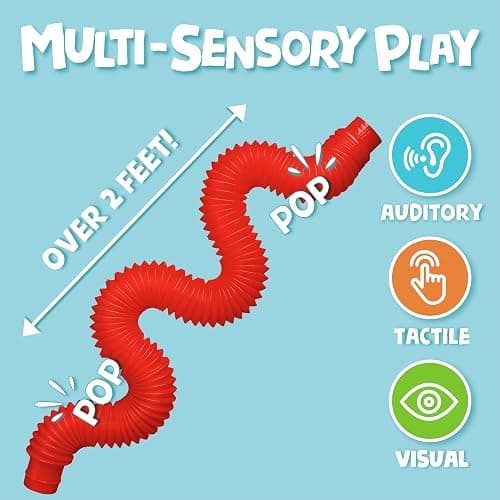 BUNMO Stocking Stuffers for Kids - Pop Tubes - Sensory Toys - Toddler Toys - Imaginative Play & Stimulating Creative Learning - Stocking Stuffers for Toddlers - 8 Pack Large thumbnail 2