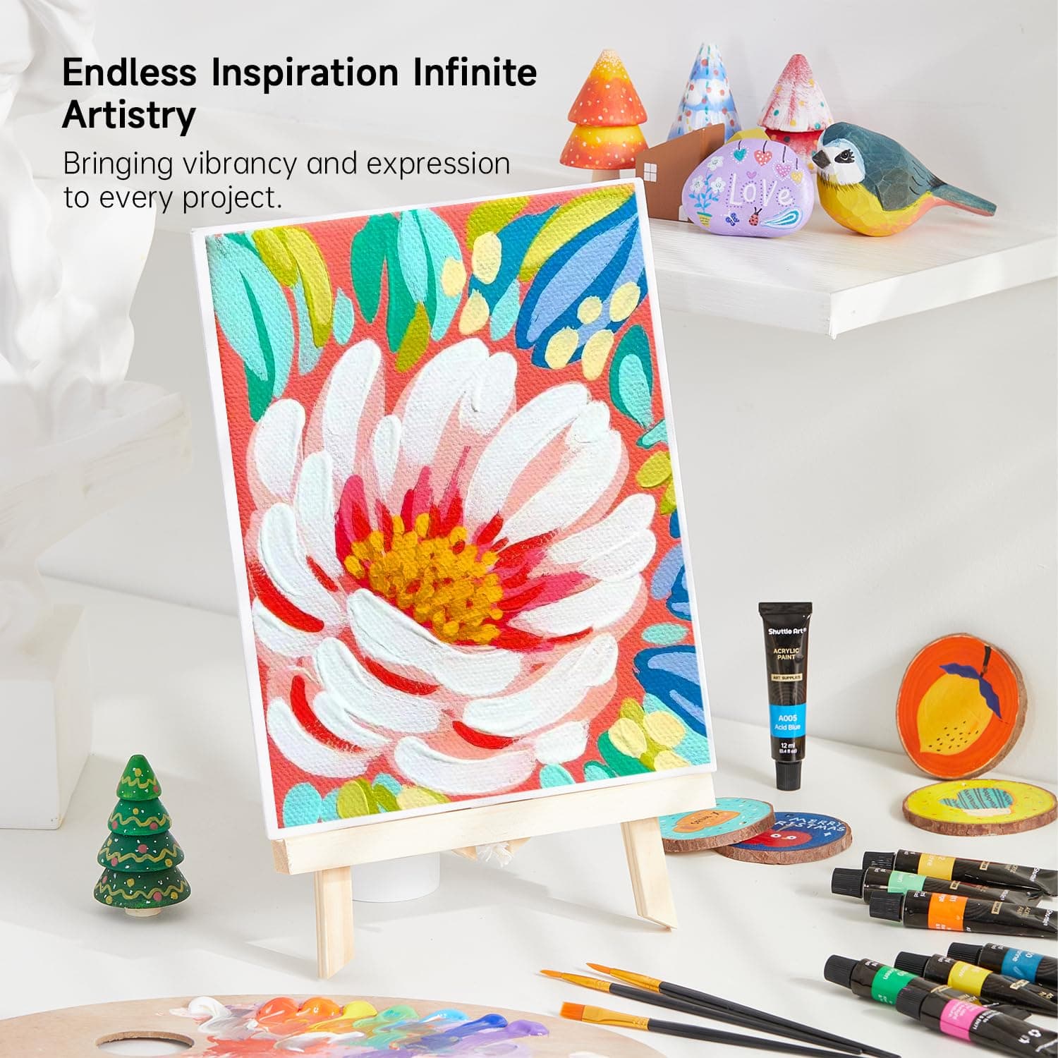 Shuttle Art Acrylic Paint Set, 30 x12ml Tubes Artist Quality Non Toxic Colours Acrylic Paint, Great For Kids Adults Professional Painting on Canvas Wood Clay Fabric Ceramic Crafts thumbnail 7