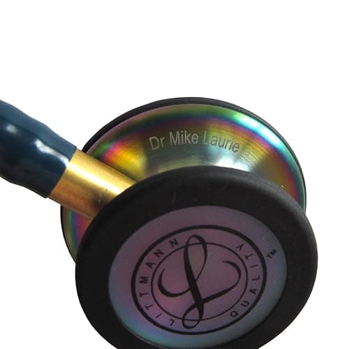 3M Littmann Classic III Monitoring Stethoscope, 5807, More Than 2X as Loud, Weighs Less, Stainless Steel Rainbow-Finish Chestpiece, 27" Caribbean Blue Tube, Brass Stem and Headset thumbnail 4