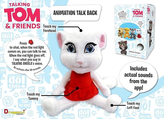 Relsy Talking Friends Talking Angela Animated Interactive Cuddly Plush Toy with Talkback 12 Inches / 30CM Tall thumbnail 3