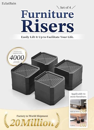 EclatBain Bed Risers Furniture Risers Heavy-Duty Rectangular Adjustable Block Lift to 3 inches and 4.3 inches Desk, Sofa, Chair Legs, Refrigerator, Washing Machine Support up to 4000 pounds thumbnail 3