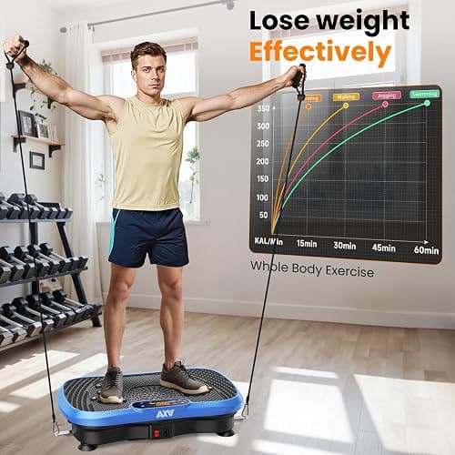 AXV Vibration Plate Fitness Platform Exercise Machine Vibrating Shaking Full Body Shaker Workout Vibrate Stand Shake Board Sport Gym for Weight Loss Fat Burner for Women Men thumbnail 4