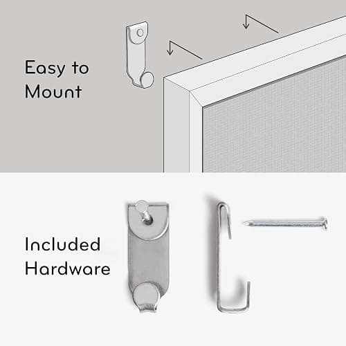 U Brands Farmhouse Linen Bulletin Board, 30" x 20", White Wood Frame, Wall Mounted Pin Board for Home Office, Classroom & Kitchen, Includes Push Pins thumbnail 6
