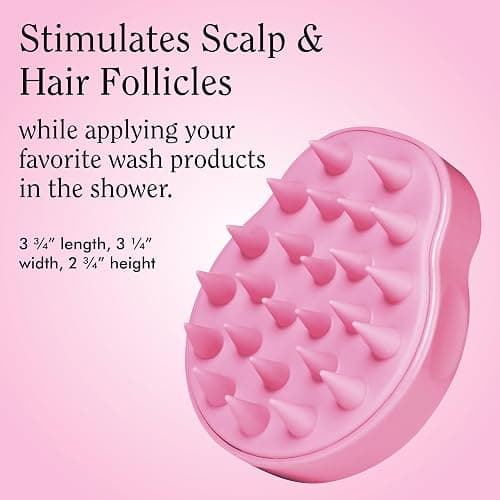 Rizos Curls Scalp Massage Brush, Remove Buildup, Stimulate Scalp Supporting Hair Health & Growth, Remove Dandruff Soothing Scalp, Comfortable Hold, Pink thumbnail 2
