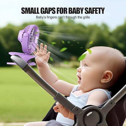 Portable Clip Fan Battery Operated,3 Speeds USB Rechargeable Mini Table Fan with Strong Airflow,360°Rotation Ultra Quiet Personal Desk Fan for Home Office Bedroom Dorm Stroller Camping(Purple) thumbnail 6
