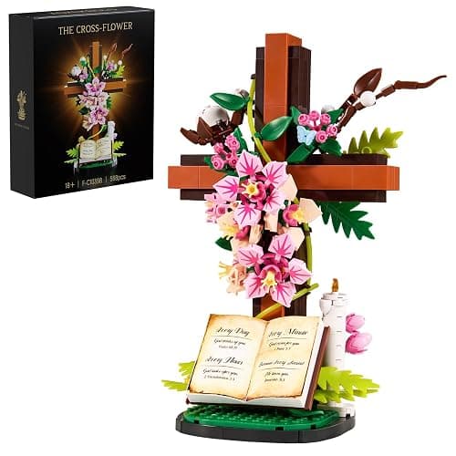 Jesus Cross Flower Building Set Legos - Image 1