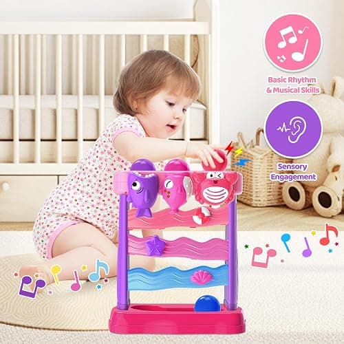 YEGEER Toys for 1 2 Years Old Girls, Musical Toys for 12-18 Months, Interactive Toddler, Montessori Toys, Christmas Birthday Gifts for Baby Kids Toddlers Age 1-2 Years Old (Pink) thumbnail 3