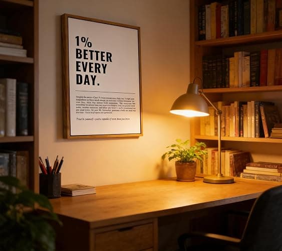 Floating Framed 1% Better Every Day Canvas Wall Art, Modern Quote Painting Picture Wall Decor, Growth Mindset Self Improvement Quote Poster Print Artwork for Office, Gym, Study Home Decoration 8x10in thumbnail 8