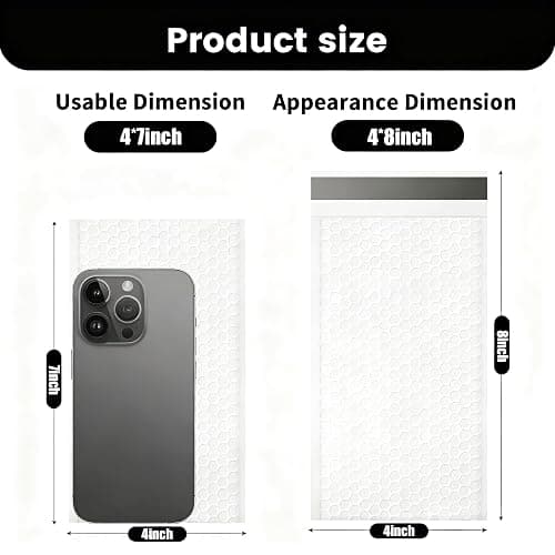 Alilmein 4×8" Inch Bubble Mailers 100 Pack Small Bubble Mailers Waterproof Padded Envelopes Self Seal Adhesive Shipping Bags for Mailing Cards Jewelry Makeup and Small Business Packaging thumbnail 3