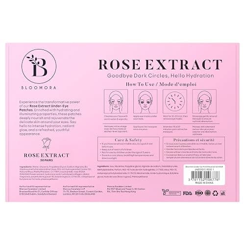 BLOOMORA Rose Under Eye Patches (30 Pairs) - Under Eye Mask for Appearance of Dark Circles - For Puffy Eyes Smoothing - Skincare Mask thumbnail 8