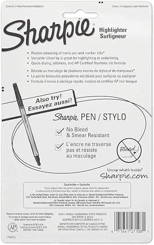 Sharpie 27108PP Accent Pocket Style Highlighter, Fluorescent Yellow, 6-Pack thumbnail 5