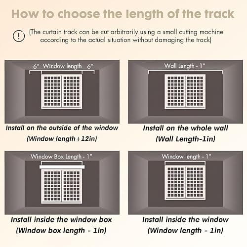 Silent Curtain Track Ceiling Mount 6'/8'/10'/12'/15', Wide 1.7" White Aluminum track Curtains Rail Set, Bedroom/Window/Hotel Drop Ceiling Curtains Tracks (without curtains & hooks) Single track 6ft thumbnail 6