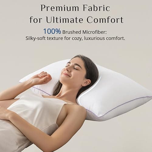 JOLLYVOGUE Firm Pillows Queen Size Set of 2, Supportive Bed Pillows with Oeko-Tex Certified Down Alternative Fill, Luxury Hotel Quality for Back, Stomach and Side Sleepers thumbnail 6