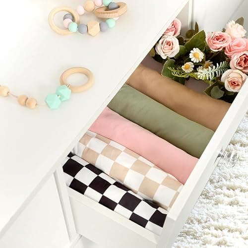TANOFAR 4-Pack Newborn Swaddle Blanket for Baby Girls & Boys, Ultra Soft Receiving Blankets with Matching Headband and Beanie Set Baby Nursery Swaddle Wrap (Green) thumbnail 7