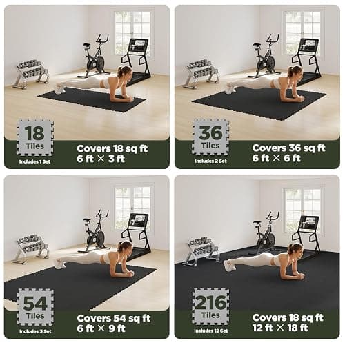 AIRHOP 36 PCS Gym Floor Mat, EVA Foam Puzzle Gym Mat, High-Density Interlocking Foam Floor Tiles for Home Gym, Play Workout Garage Kitchen Flooring 12.6"x12.6"x0.4" thumbnail 5