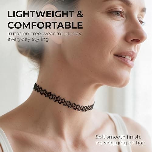 Zosoo Black Choker Necklace Stretch Elastic Retro Gothic 1 Pack | Style Retro Outfits Easily Using Lace Choker & Classic Chocker Henna Tattoo 90s Style Accessory For Women thumbnail 5