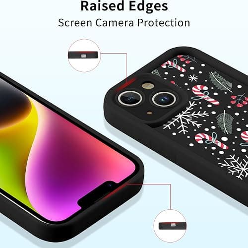 Yomjew 2 Pack Christmas Phone Case for iPhone 14 6.1", Cute Cover with Red Xmas Tree Candy Snowflake Pattern Full Camera Lens Shockproof Soft Silicone Cover for Girl Women thumbnail 6