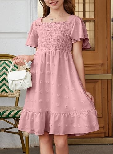 blibean Tween Girls Summer Dresses Kids Polka Dot Dress Size 6-15 Years thumbnail 5