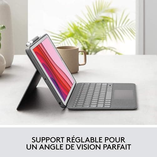 Logitech Combo Touch, Clavier iPad (7e, 8e et 9e générations), Étui avec pavé tactile de précision, clavier rétroéclairé de type ordinateur portable, Smart Connector, Clavier Français AZERTY - Noir thumbnail 10