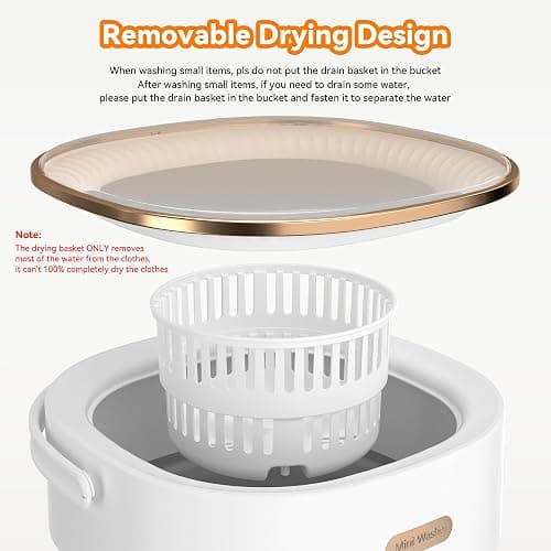 JUJOJB Portable Washing Machine, Folding 20L Mini Washer and Spin-Dryer | 3 modes with deep cleaning. Compact for apartments, dorms, home, RV, and travel. For small clothes and delicates. White. thumbnail 4