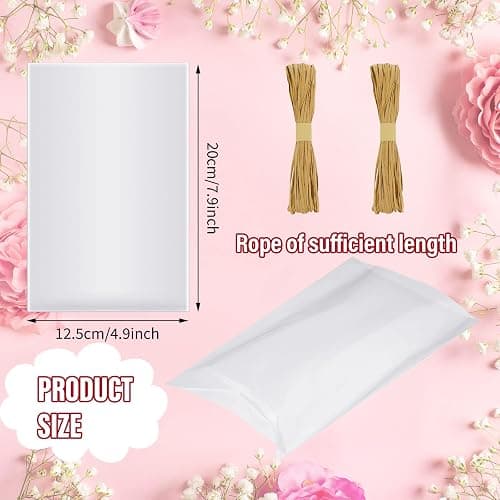 Tudomro 100 Pcs Clear Cellophane Soap Bags with Raffia Rope, 5x8 Clear Handmade Packaging Wrapper Bags for Candles Soap Bar Making Supplies Wedding Favor Bag Gift Treat Bag Small Business Packaging thumbnail 3